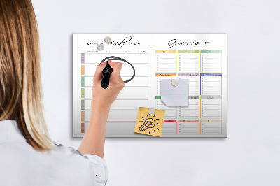 Magnetic dry erase board Meal plan and shopping list