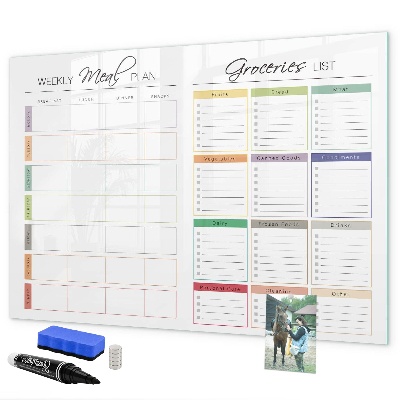 Magnetic dry erase board Meal plan and shopping list