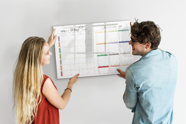 Magnetic dry erase board Meal plan and shopping list