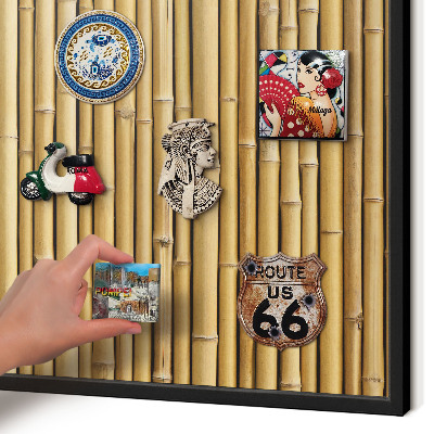 Vacation magnet board with a black frame Bamboo pattern