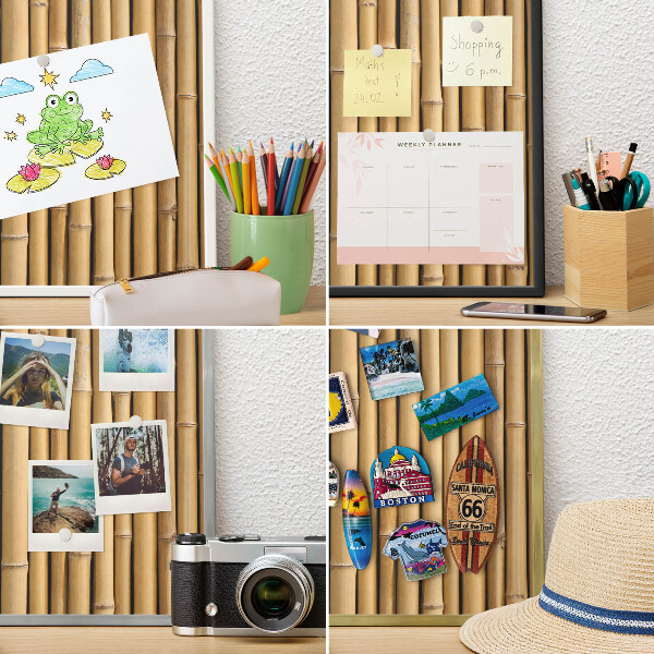Vacation magnet board with a black frame Bamboo pattern
