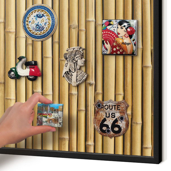 Vacation magnet board with a black frame Bamboo pattern