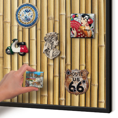 Vacation magnet board with a black frame Bamboo pattern