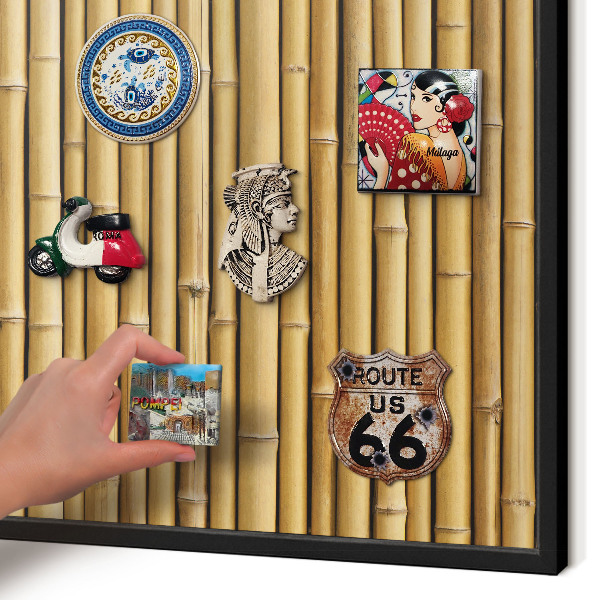 Vacation magnet board with a black frame Bamboo pattern