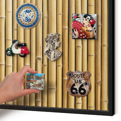 Vacation magnet board with a black frame Bamboo pattern