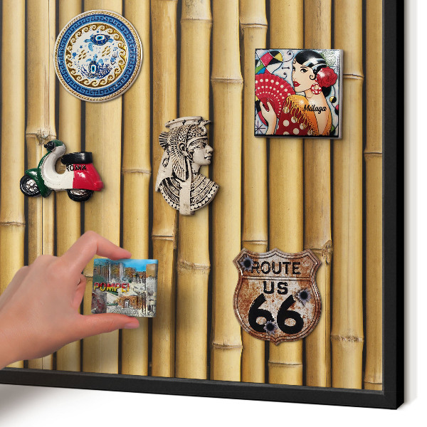 Vacation magnet board with a black frame Bamboo pattern