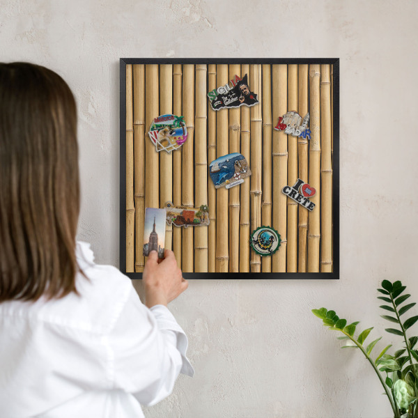 Vacation magnet board with a black frame Bamboo pattern