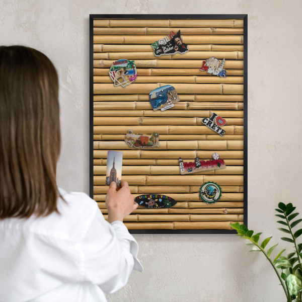 Vacation magnet board with a black frame Bamboo pattern