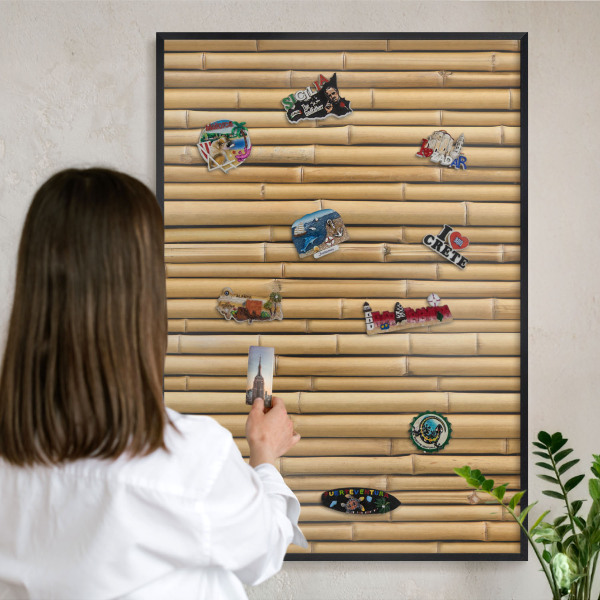 Vacation magnet board with a black frame Bamboo pattern