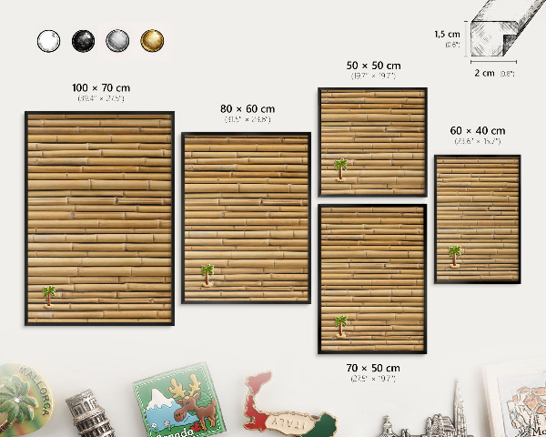 Vacation magnet board with a black frame Bamboo pattern
