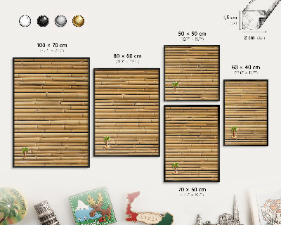 Vacation magnet board with a black frame Bamboo pattern