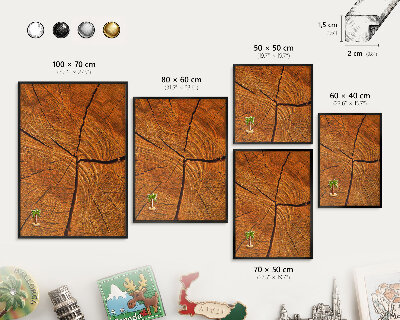 Metal wall board for magnets in a black frame Wood grain