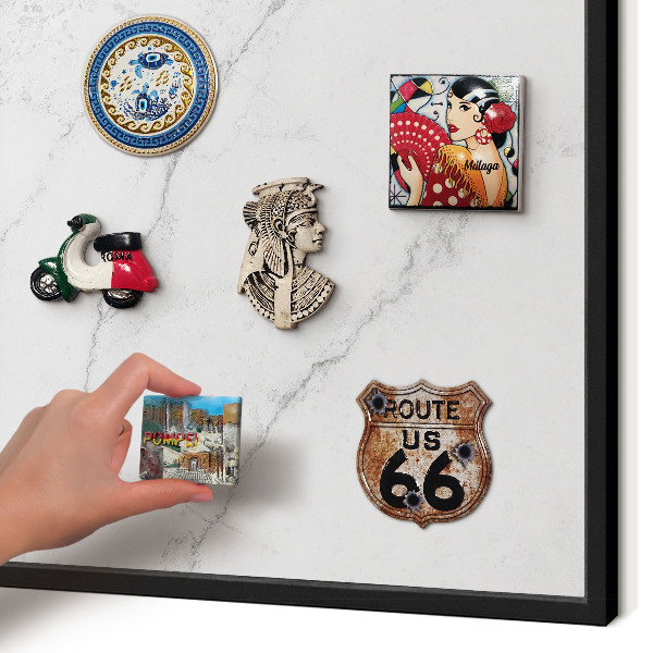 Vacation magnet board with a black frame Marble pattern