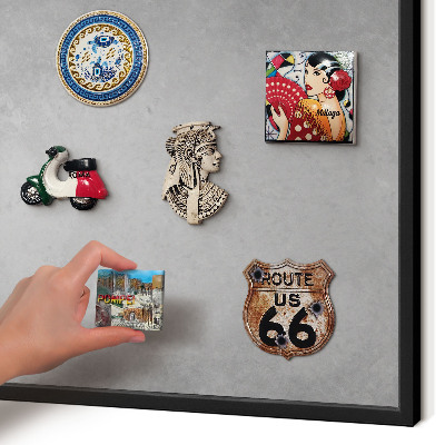 Metal wall board for magnets in a black frame Silver fog
