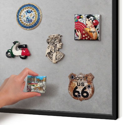 Metal wall board for magnets in a black frame Silver fog