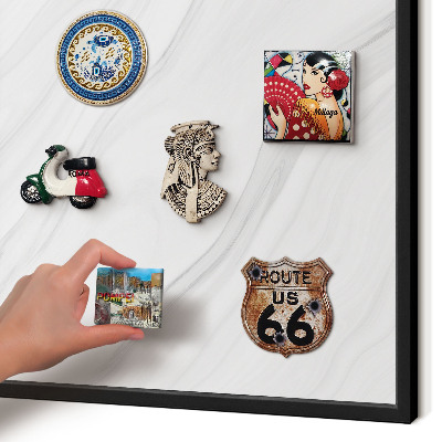 Metal wall board for magnets in a black frame Subtle marble