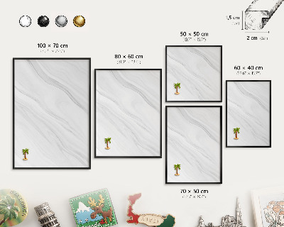 Metal wall board for magnets in a black frame Subtle marble