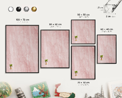Vacation magnet board with a black frame Pink texture