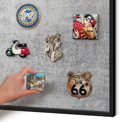 Metal wall board for magnets in a black frame Gray surface