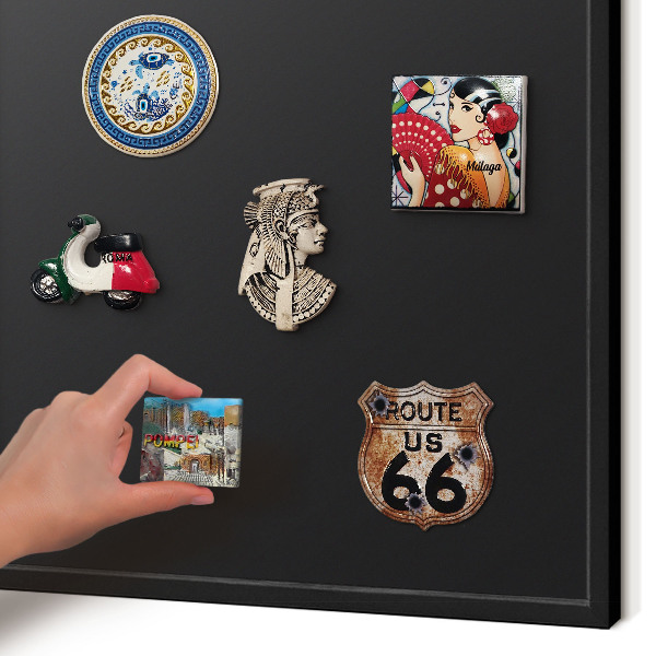 Vacation magnet board with a black frame Black