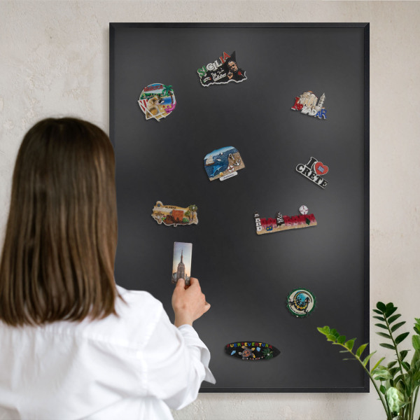 Vacation magnet board with a black frame Black