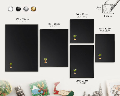 Vacation magnet board with a black frame Black