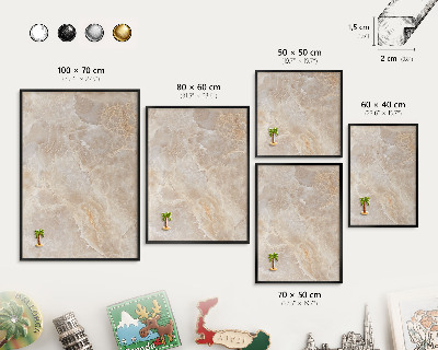 Metal wall board for magnets in a black frame Cream marble