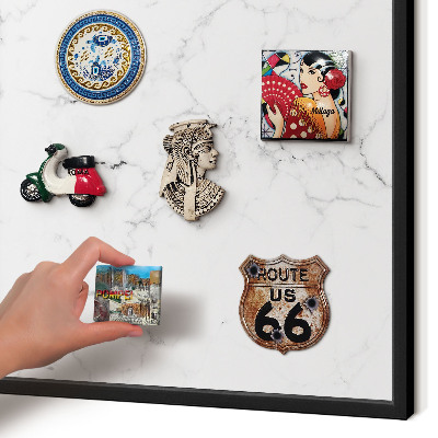 Vacation magnet board with a black frame Marble pattern