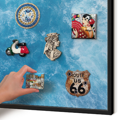 Vacation magnet board with a black frame Ocean waves