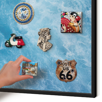 Vacation magnet board with a black frame Ocean waves