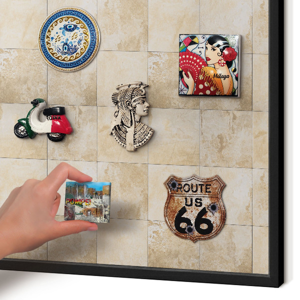 Vacation magnet board with a black frame Neutral elegance
