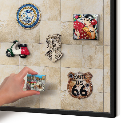 Vacation magnet board with a black frame Neutral elegance