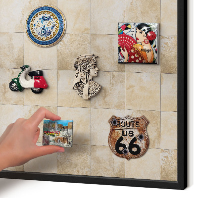 Vacation magnet board with a black frame Neutral elegance