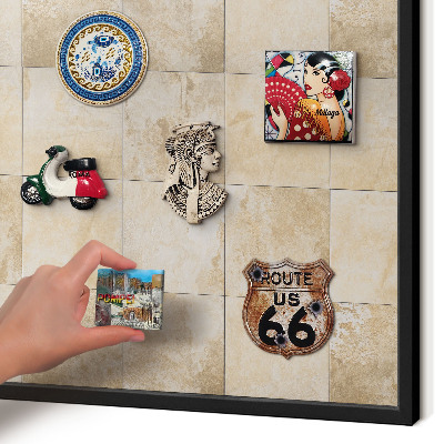 Vacation magnet board with a black frame Neutral elegance