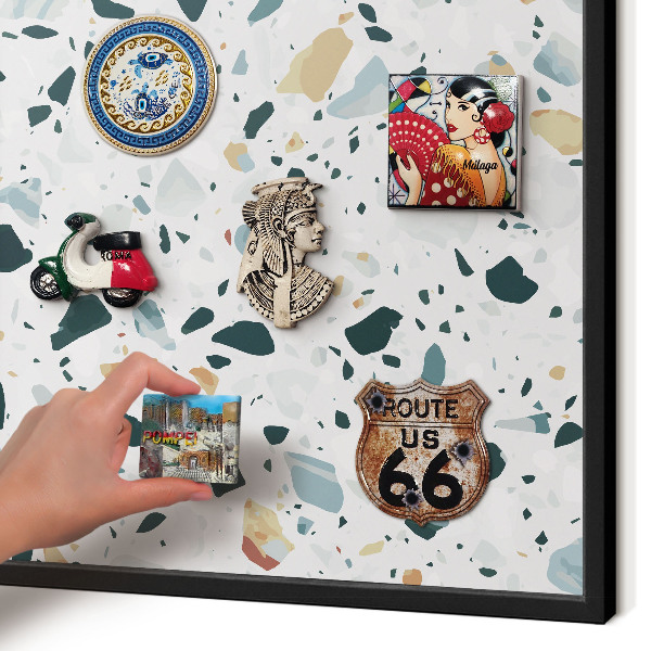 Metal wall board for magnets in a black frame Dynamic patterns