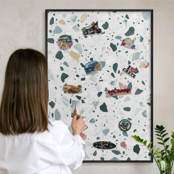 Metal wall board for magnets in a black frame Dynamic patterns