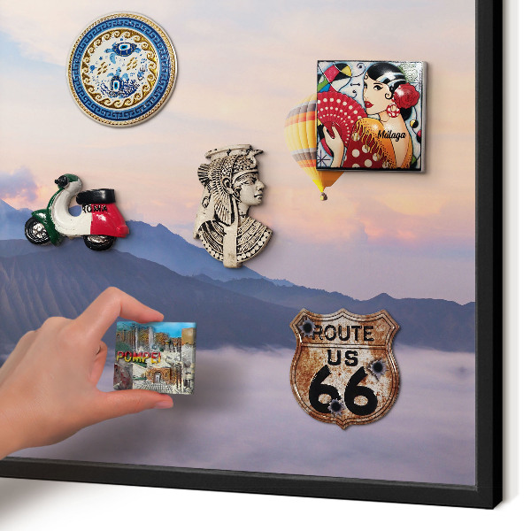 Metal wall board for magnets in a black frame Sky Journey