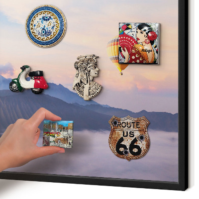 Metal wall board for magnets in a black frame Sky Journey