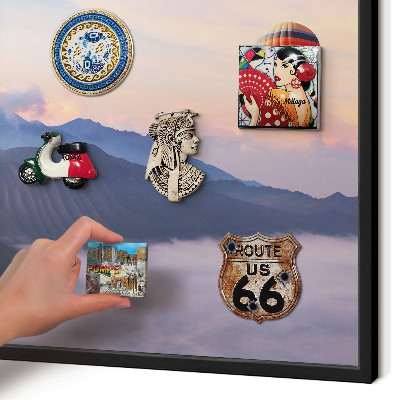 Metal wall board for magnets in a black frame Sky Journey