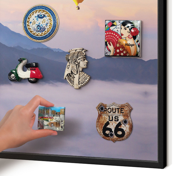 Metal wall board for magnets in a black frame Sky Journey
