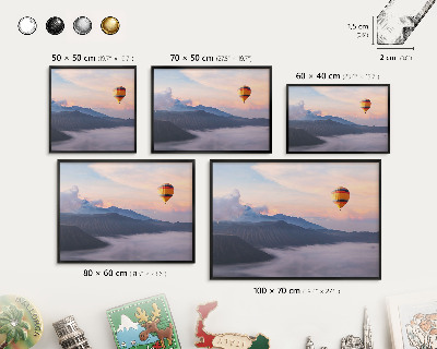Metal wall board for magnets in a black frame Sky Journey