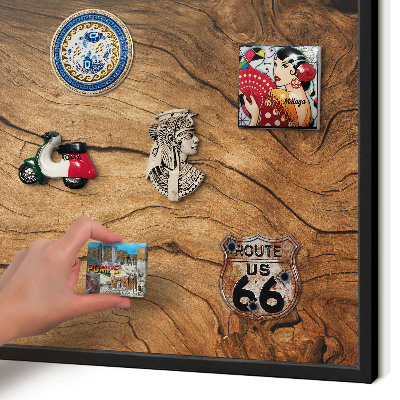 Vacation magnet board with a black frame Wood grain