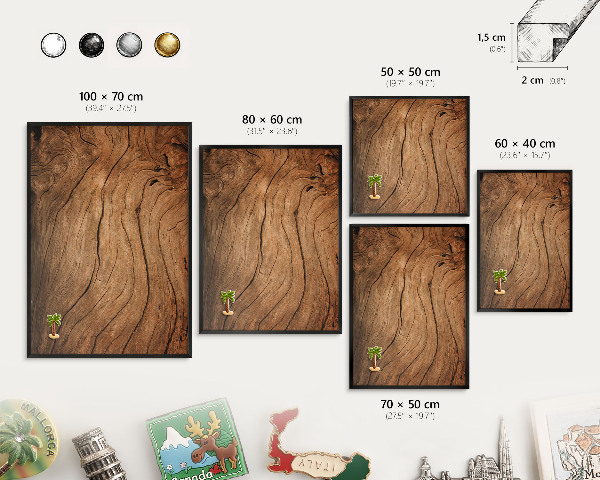 Vacation magnet board with a black frame Wood grain