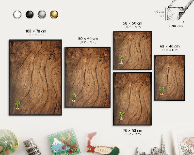 Vacation magnet board with a black frame Wood grain
