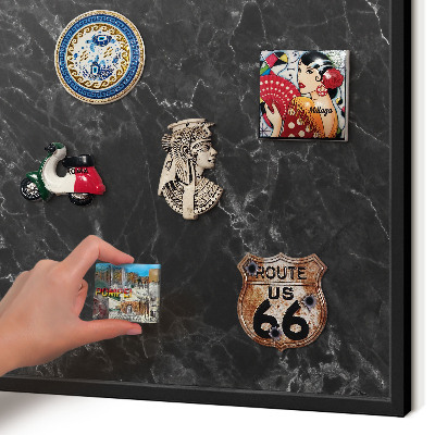 Vacation magnet board with a black frame Marble elegance
