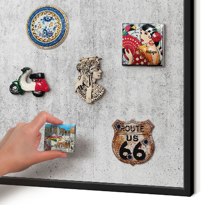 Metal wall board for magnets in a black frame Gray texture