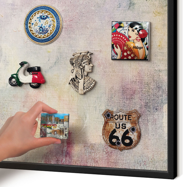 Vacation magnet board with a black frame Pastel abstraction
