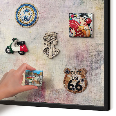 Vacation magnet board with a black frame Pastel abstraction