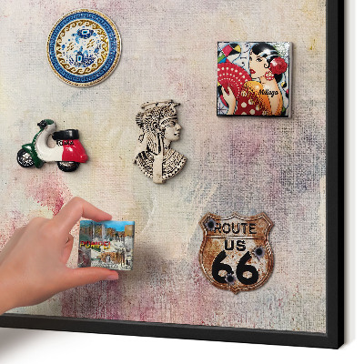 Vacation magnet board with a black frame Pastel abstraction