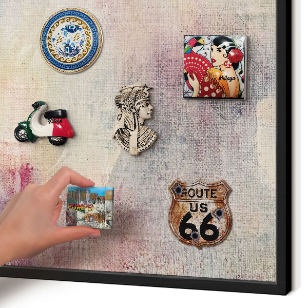 Vacation magnet board with a black frame Pastel abstraction
